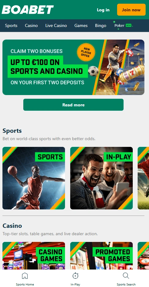 boabet mobile home page